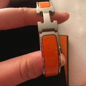 Hermès H bracelet- classic orange and silver
